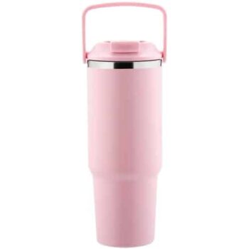 Tesco Pink Top Handle Metal Water Bottle