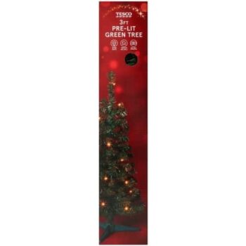 Tesco Pre Lit Green Christmas Tree 3ft