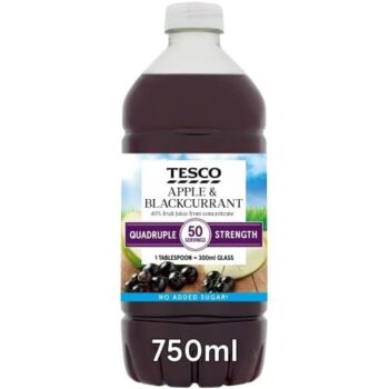 Tesco Quadruple Strength Apple & Blackcurrant No Added Sugar (750ml)