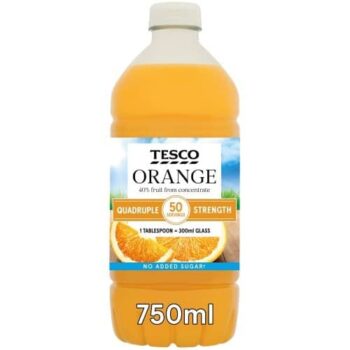 Tesco Quadruple Strength Orange Squash No Added Sugar (750ml)