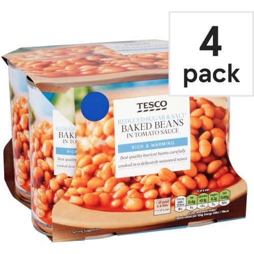 Tesco Reduced Sugar & Salt Baked Beans in Tomato Sauce (4 x 420g)