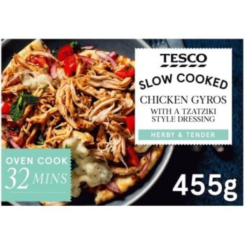 Tesco Slow Cooked Chicken Gyros with Tzatziki style dressing (455g)