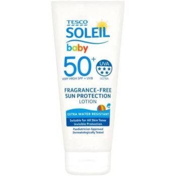 Tesco Soleil Baby Fragrance-Free Sun Protection Lotion SPF50+ 200ml.