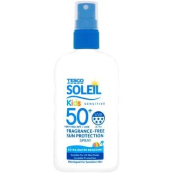 Tesco Soleil Kids Sensitive Fragrance-Free Sun Protection Spray SPF50+