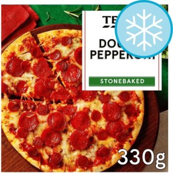 TESCO STONEBAKED DOUBLE PEPPERONI PIZZA (330g)