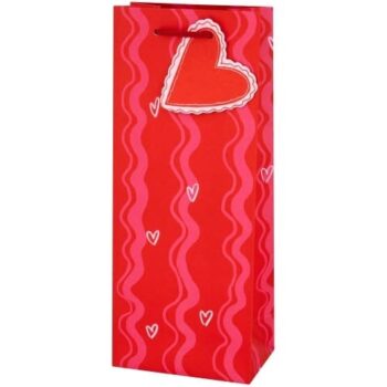 Tesco Valentines Swirls and Bows Red Bottle Bag