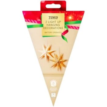 Tesco White And Silver Paper Star Light Up Christmas Decorations