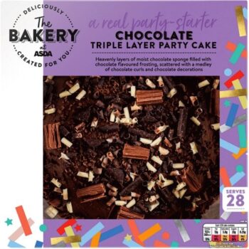 The BAKERY at ASDA Chocolate Triple Layer Party Cake
