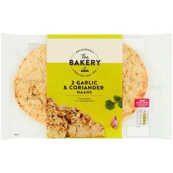 The BAKERY at ASDA The Bakery 2 Garlic & Coriander Naans (380g)