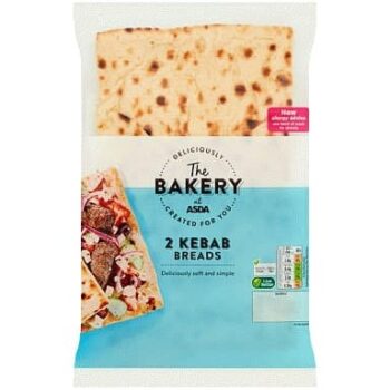 The BAKERY at ASDA The Bakery 2 Kebab Breads (330g)