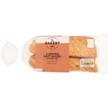 The BAKERY at ASDA The Bakery 4 Brown Soft Sliced Baguettes (340g)