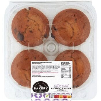 The BAKERY at ASDA The Bakery 4 Choc Chunk Muffins