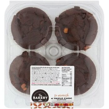 The BAKERY at ASDA The Bakery 4 Triple Choc Muffins