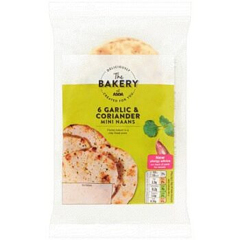 The BAKERY at ASDA The Bakery 6 Garlic & Coriander Mini Naans (282g)