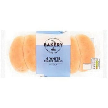 The BAKERY at ASDA The Bakery 6 White Finger Rolls