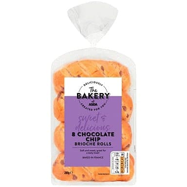 The BAKERY at ASDA The Bakery 8 Chocolate Chip Brioche Rolls (280g)
