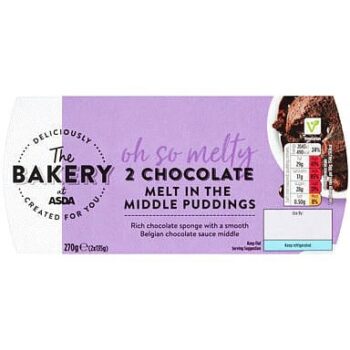 The BAKERY at ASDA The Bakery Chocolate Melt in the Middle Puddings (2 x 135g, 270g)