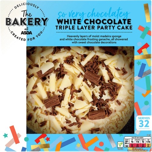 The BAKERY at ASDA White Chocolate Triple Layer Party Cake