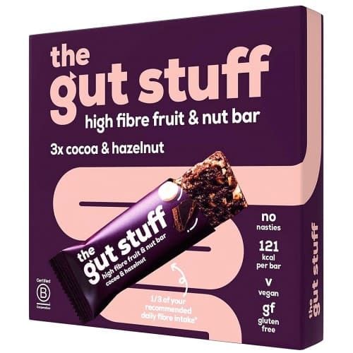 The Gut Stuff High Fibre Fruit & Nut Bar Cocoa & Hazelnut (3 x 35g)