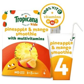 Tropicana Kids Pineapple & Mango Smoothies (4 x 150ml)