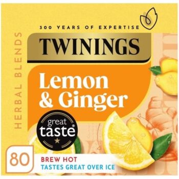 Twinings Lemon & Ginger Fruit Tea Bags - 80 Tea Bags (80 x 120g)