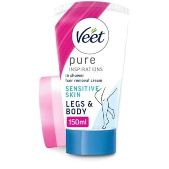 Veet In Shower Hair Removal Cream & Sponge for Sensitive Skin Body & Legs (150ml)