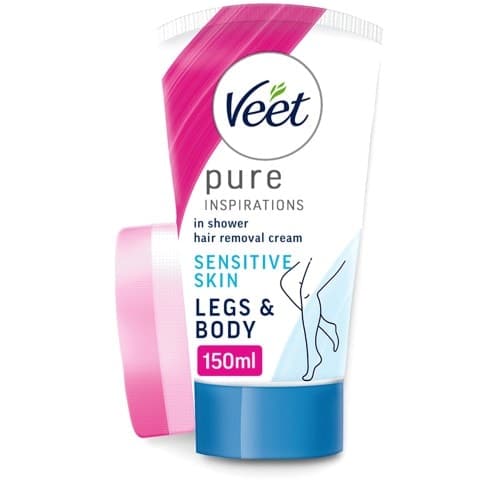 Veet In Shower Hair Removal Cream & Sponge for Sensitive Skin Body & Legs (150ml)