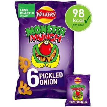 Walkers Monster Munch Pickled Onion Crisp Snacks (6 x 20g)