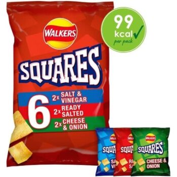 Walkers Squares Crunchy Variety Multipack Snacks (6 x 22g)