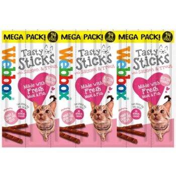 Webbox Tasty Sticks Cat & Kitten Treats Mega Pack with Salmon & Trout (14 x 70g)