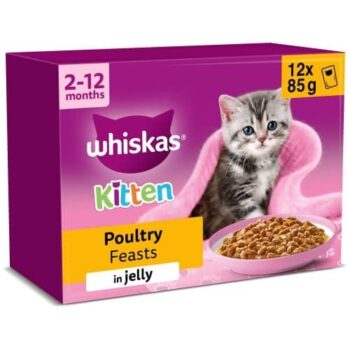 Whiskas Kitten Wet Cat Pouches 2-12mnths Poultry Feasts in Jelly (12 x 85g)