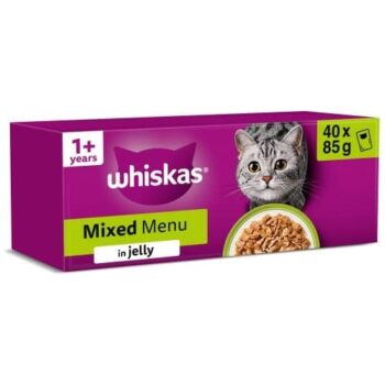 Whiskas Mixed Menu Adult Wet Cat Food Pouches in Jelly 1+ (40 x 85g)