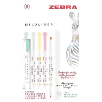 Zebra Mildliner Double Ended Highlighter Assorted Pastel (5)