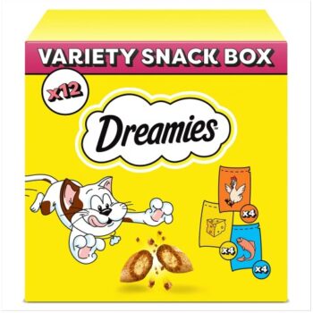 Dreamies Variety Snack Box Cat Treats with Chicken Cheese & Salmon (12 x 60g)