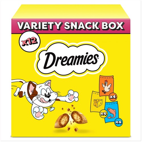 Dreamies Variety Snack Box Cat Treats with Chicken Cheese & Salmon (12 x 60g)