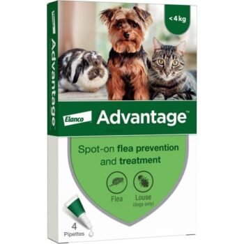 Advantage Spot-On Flea Treatment For Cats Small Dogs And Rabbits Up To (4 x 3.99kg)