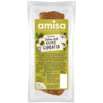 Amisa Organic Gluten Free Olive Ciabatta (180g)