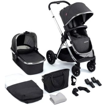 Babymore Memore V2 Pram Pushchair 11 Piece Chrome