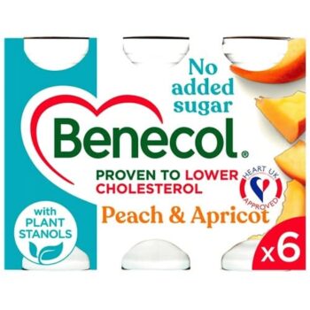 Benecol Cholesterol Lowering Yoghurt Drink Peach & Apricot No Added Sugar (6 x 67.5g)