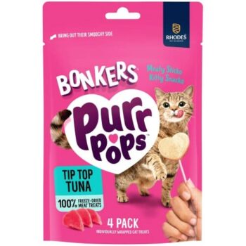 Bonkers Purrpops Cat Treats Freeze Dried Tip-Top Tuna (4 x 22.4g)