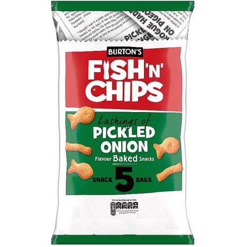 Burton's Fish 'n' Chips Lashings of Pickled Onion Flavour Baked Snacks (5Pack) (125g)