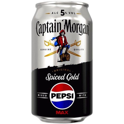 Captain Morgan Original Spiced Gold and Pepsi MAX Ready to Drink 5% vol can (330ml)