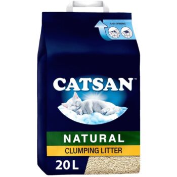 Catsan Natural Biodegradable Clumping Cat Litter 100% Odour Control - Bag (20 Litre)