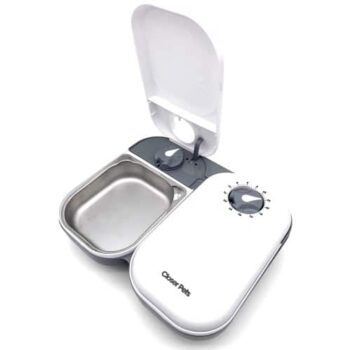 Closer Pets Two-Meal Automatic Dry And Wet Food Pet Feeder With Stainless Steel Bowl