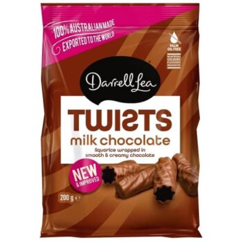 Darrell Lea Chocolate Coated Liquorice Twists (200g)