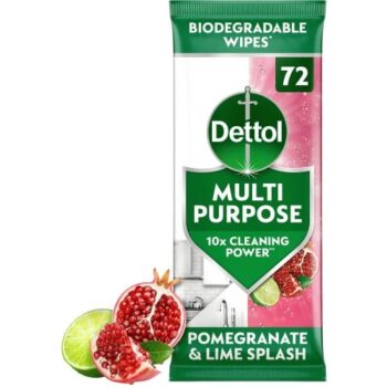Dettol Antibacterial Biodegradable Pomegranate Surface Cleaning Wipes (70)