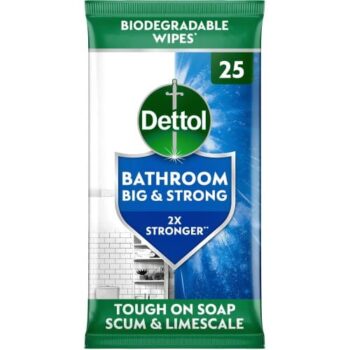 Dettol Big & Strong Antibacterial Biodegradable Bathroom Cleaning Wipes (25)