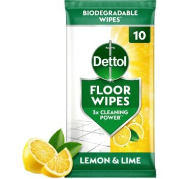 Dettol Multipurpose Antibacterial Biodegradable Floor Cleaning Wipes Lemon Citrus (10)