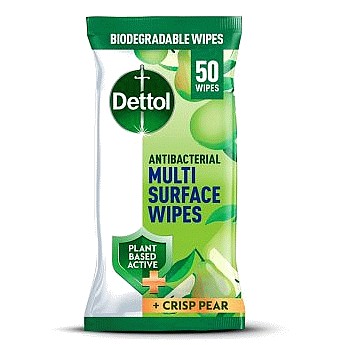 Dettol Tru Clean Antibacterial Disinfectant Wipes Crisp Pear (50)