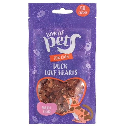Duck & Cod Love Heart Cat Treats (50g)